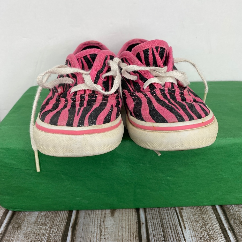 Vans Toddler US-9 Pink Black Glitter Zebra Tiger Animal Stripe Shoes (BOX-D) - Picture 4 of 8